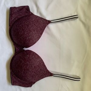 PINK Victoria Secret Maroon Push Up Bra